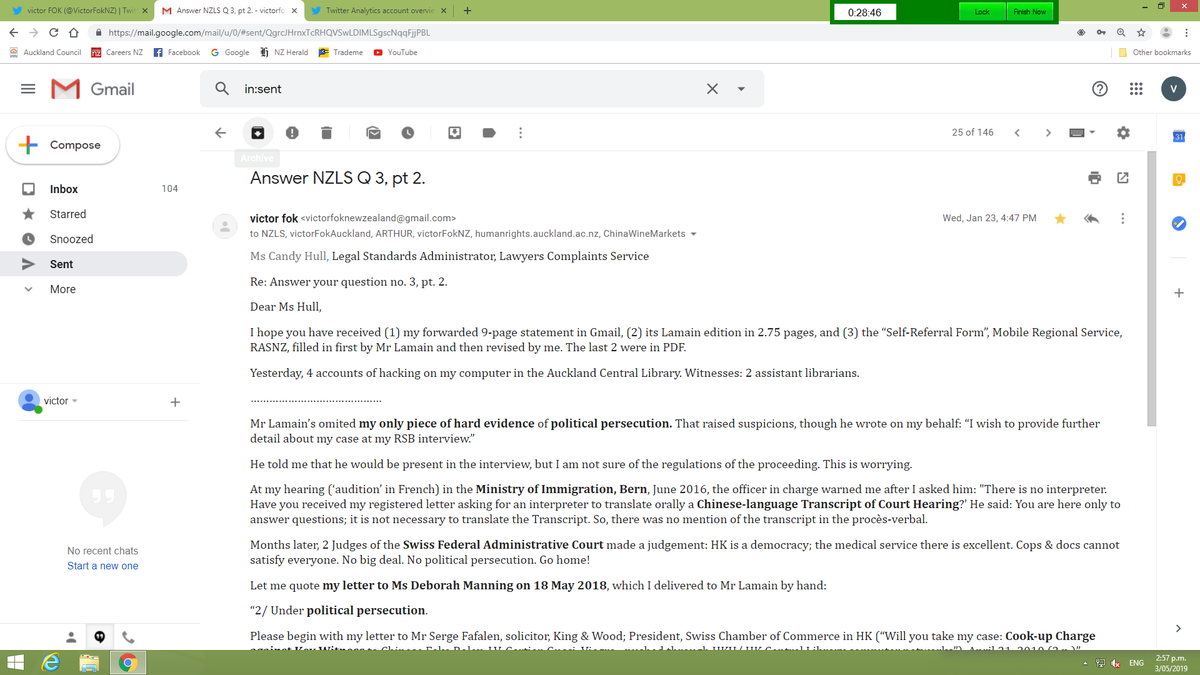 VictorFok2018's tweet photo. Tracy Adamson, Administrative Assistant, #Lawyers #Complaints Service, #NZLS, confirmed that #hackers had #blocked my #OutgoingMails (outgoing mails) to #NZLS
#NZ #LawSociety https://t.co/Sx4kw6cYQO
