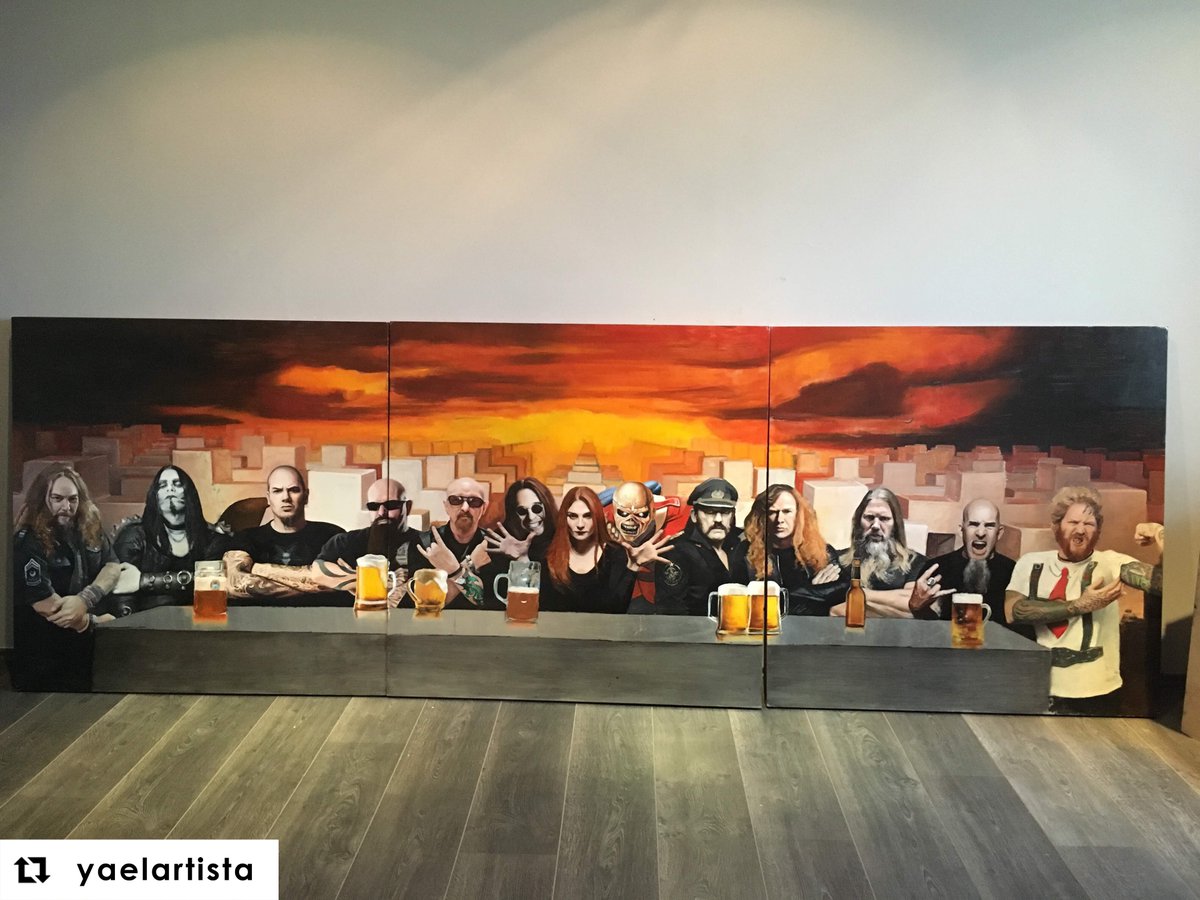#FanFriday - Killer oil painting on wooden panels by Yael Medrez Pier feat. our very own Max Cavalera (#Soulfly), Shagrath (#DimmuBorgir), Kerry King (#Slayer), Scott Ian (#TheDamnedThings #Anthrax) + more! Title: “Apostles of Metal” By Yael Medrez Pier (instagram.com/yaelartista)
