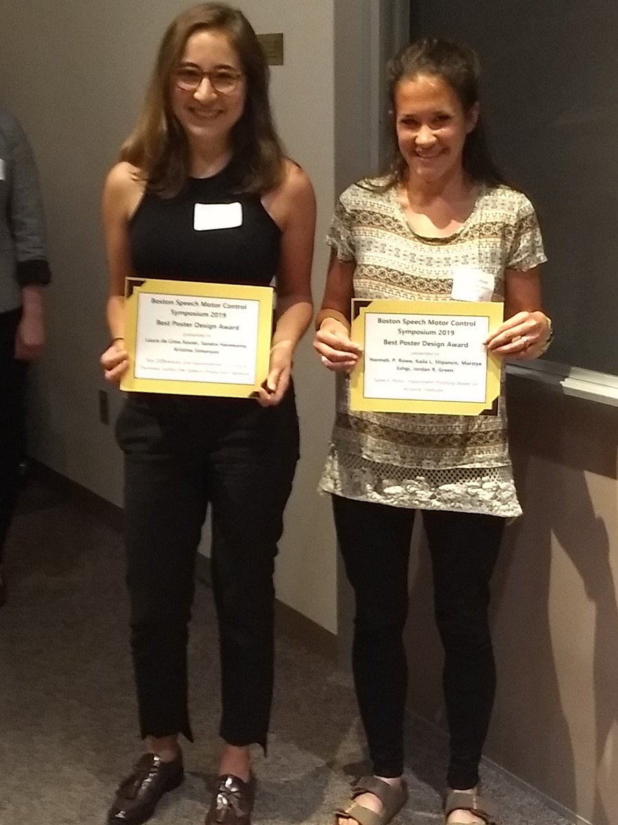 SteppLab's tweet image. Congratulations to Laura Xavier, Sandra Hanekamp of @SimonyanLab &amp;amp; Hannah Rowe, Kalia Stipancic from Speech &amp;amp; Feeding disorders lab for winning the Best Poster Design Awards this year at #2019BSMCS @XavierLL1 @sandrahanekamp @kailastipancic @jgreen4