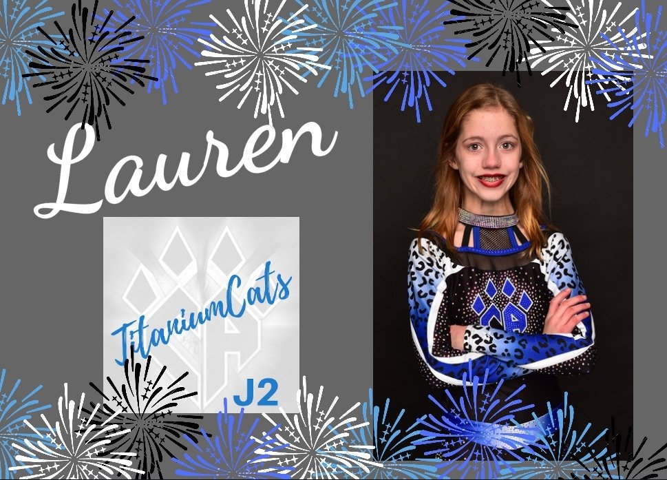 CA_TitaniumCats's tweet photo. #meetTitanium Lauren π 12 yrs old βοΈ Base π€ 9 yrs in AllStar cheer πΎ Loves traveling to competitions and performing with her friends!! πΊ Welcome to TitaniumCats, Lauren! @CA_PittsburghPA
#g3fca2a
#CAPArevolution
#titaniumcats https://t.co/7WLjHkUh2r