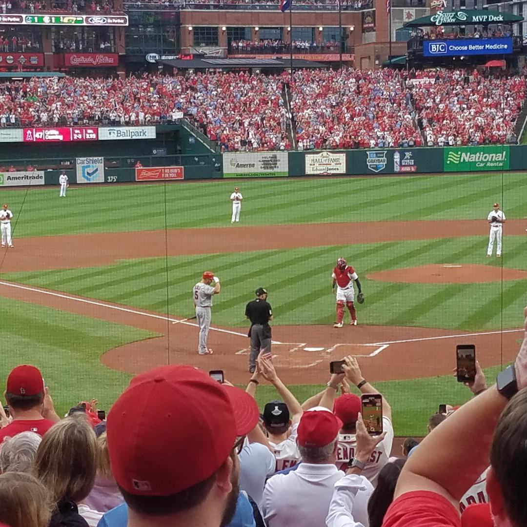 iSeeJoeV's tweet photo. Baseball heaven welcomes. back a fallen angel with style and class.  Honored to be part of Albert's return  #STLCards #bestfansinbaseball https://t.co/ZYOA5FBEYp