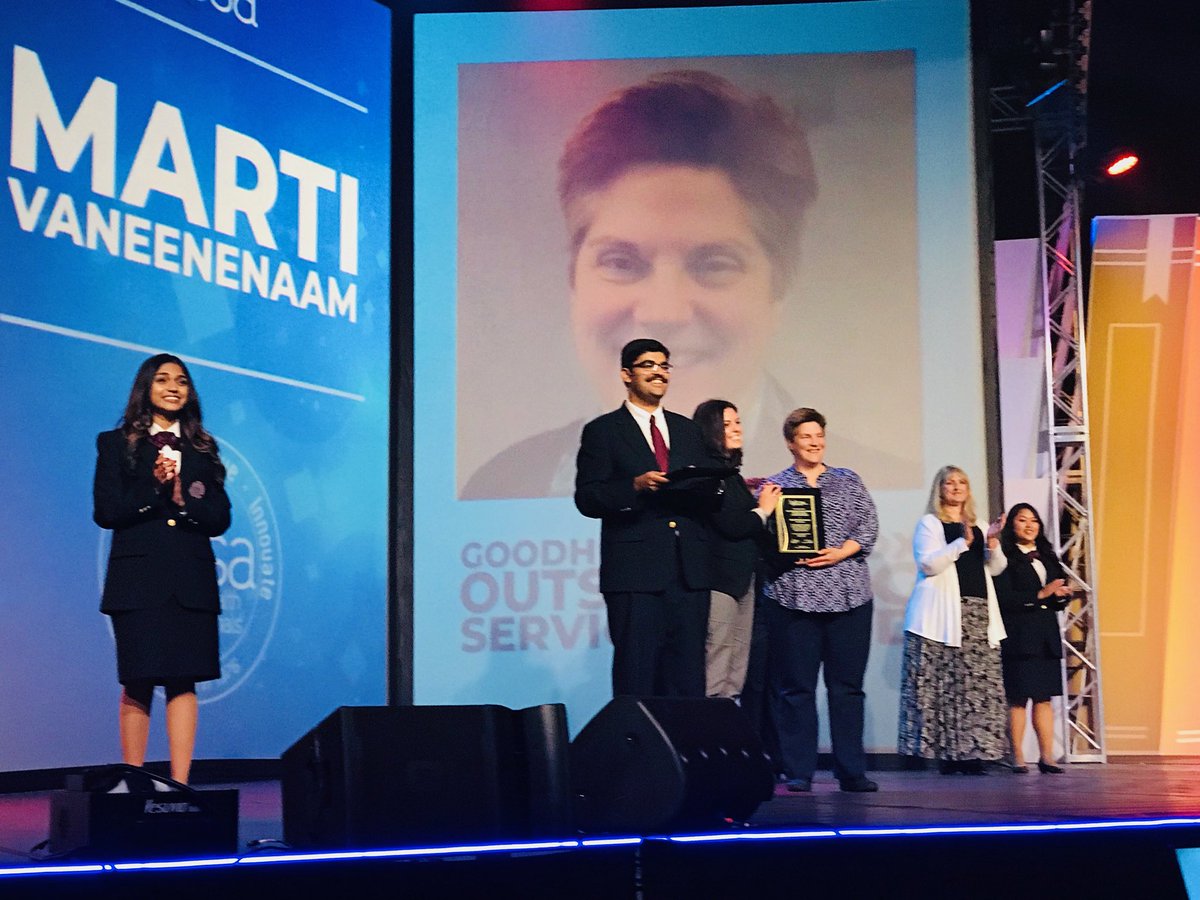 Goodheart Willcox Publisher’s
$2,000 Outstanding Service Award is awarded to Michigan HOSA’ Marti Van-Iwanicki at the HOSA’s International Leadership Conference!!! Congratulations, Mrs Van-I!!!!!