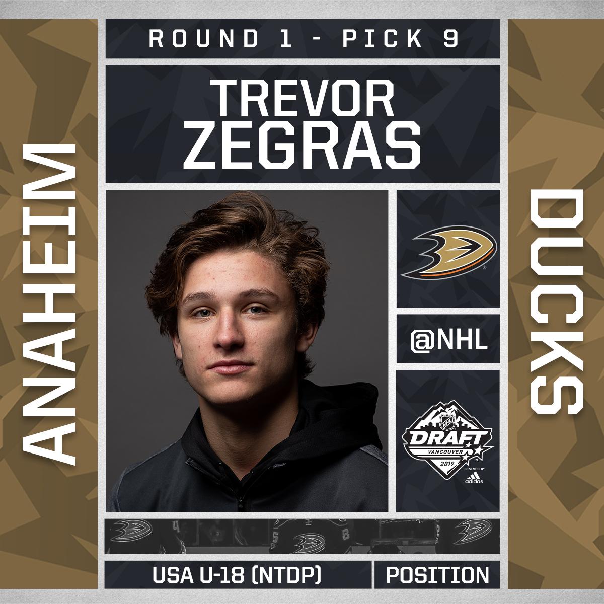 The <a href="/AnaheimDucks/">x - Anaheim Ducks</a> take <a href="/tzegras11/">Trevor Zegras</a> at No. 9 overall. #NHLDraft