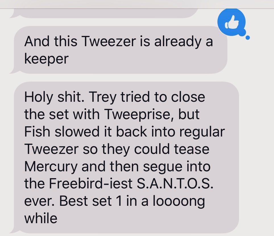 PeteLikesPhish's tweet photo. Haven’t been listening but the reactions from my Ph group text make me incredibly happy I added a couple shows last minute to the summer agenda #oddyears https://t.co/oXeDCWiEK6