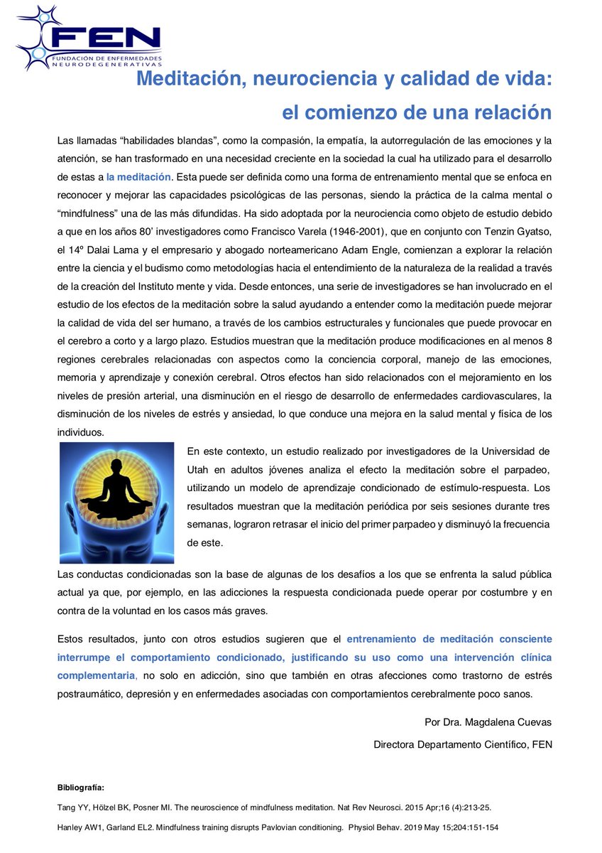 FundacionFEN's tweet photo. Nuestro departamento científico nos trae la siguiente nota
Que tengan buen fin de semana
Saludos
#fundaciónFen #mindfullness #meditación #FEN @Indigo_Cristal https://t.co/xHWY1m3fII