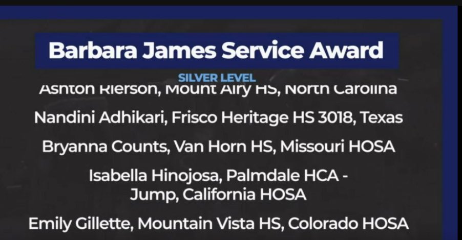 KCHealthTracks's tweet image. Congrats to @KCHealthTracks students at @HOSA_VANHORN for recognition for Barbara James Service Awards at #HOSAilc2019. So proud of their hard work!! 10,000 kids here at this conference!