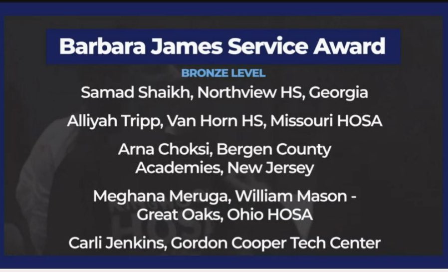 KCHealthTracks's tweet image. Congrats to @KCHealthTracks students at @HOSA_VANHORN for recognition for Barbara James Service Awards at #HOSAilc2019. So proud of their hard work!! 10,000 kids here at this conference!