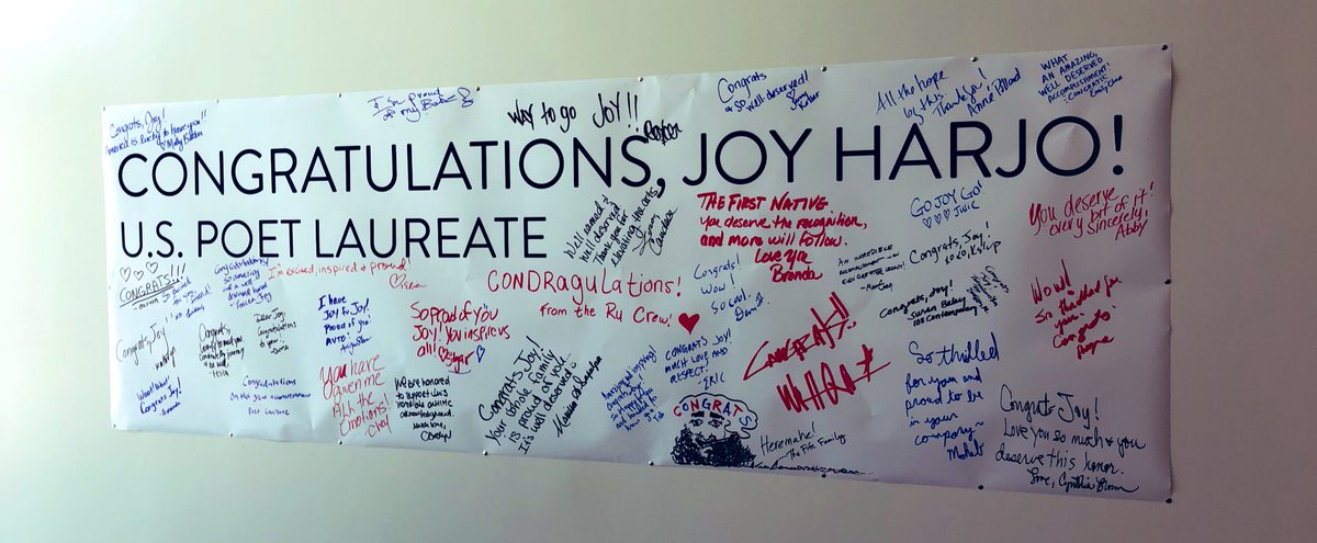 hrhcaj78's tweet image. Hanging in the entry of @tulsaartists Local love and congratulations for our very own U.S. Poet Laureate @JoyHarjo! @librarycongress #NativeArtist #NativePoet #Oklahoma