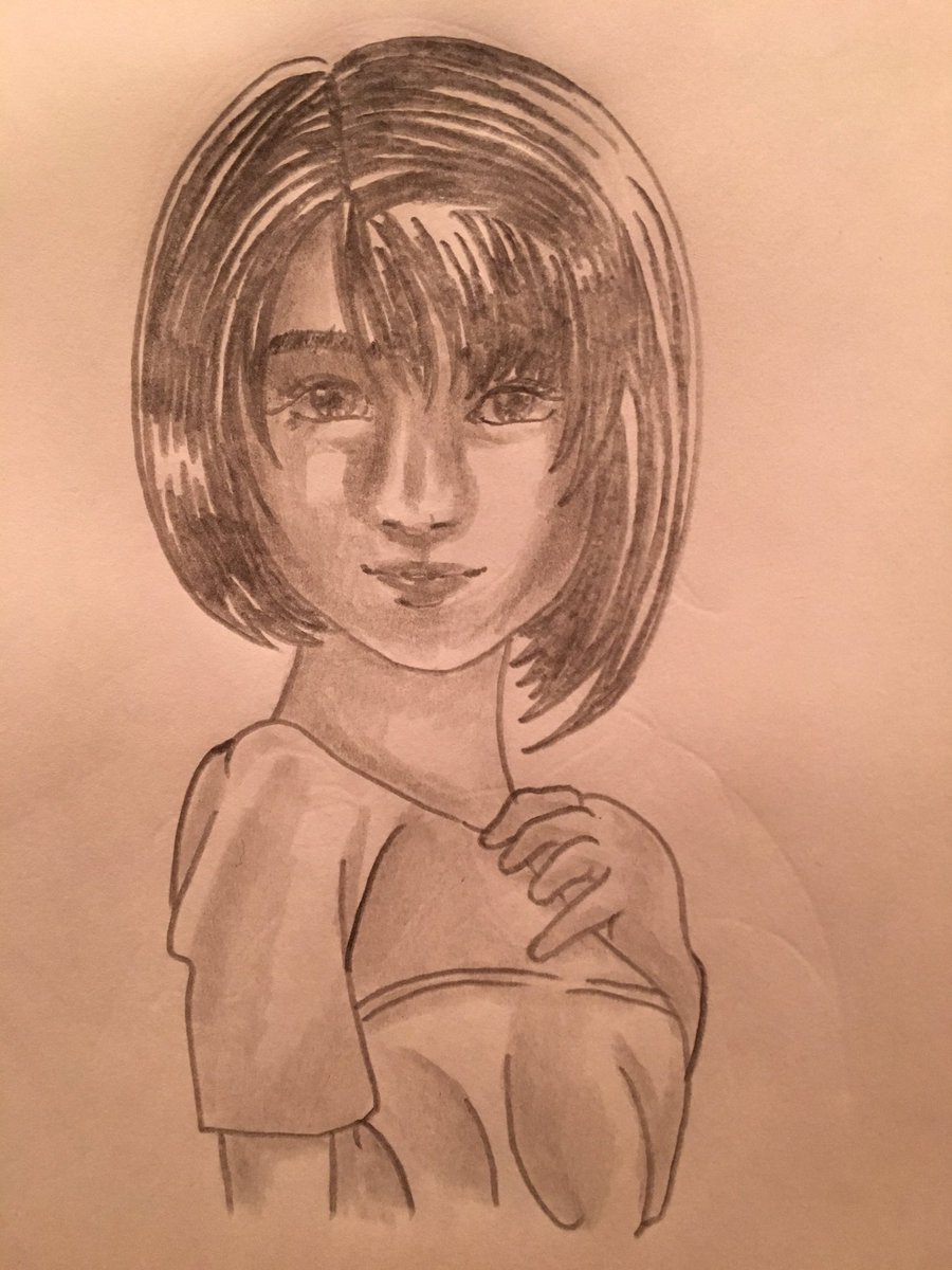 ノブユキ Image 笑顔 鉛筆画 可愛い女の子