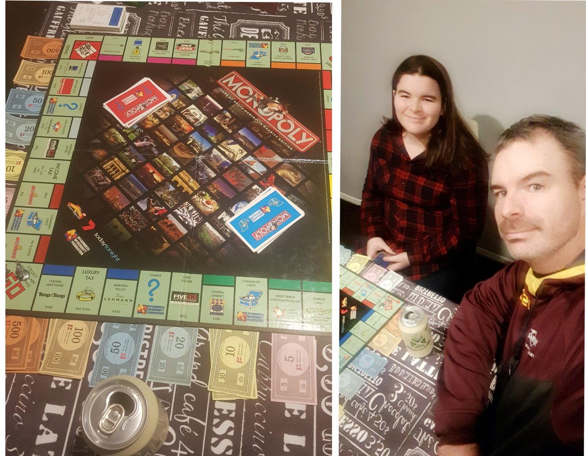 TimboAussie79's tweet photo. Not my weekend #daddaughterdatenight #gameon #whowillcrackfirst #Monopoly #SAedition 🤗 #simplethings #happy https://t.co/7CQcf9r9Ta