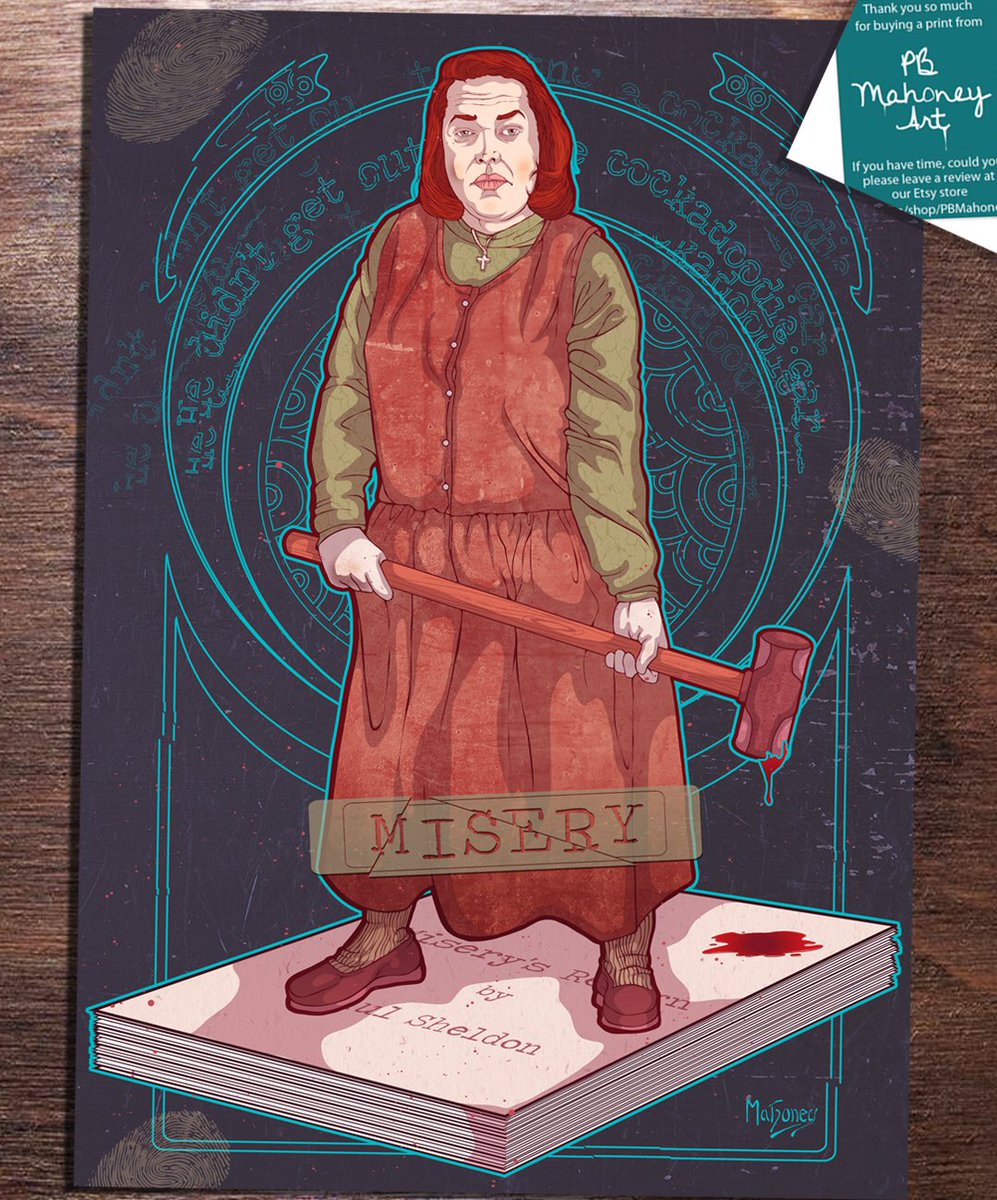 “You dirty bird! How could you!?!?” 🐧🔨 🦶 Any Misery fans here? a much needed return to my Mucha Series Of movie posters, that I’ve been neglecting as of late. Hope ya dig. 🖤 #art #mucha #stephenking #posterdesign #movieposter #book #horrorart #misery #castlerock