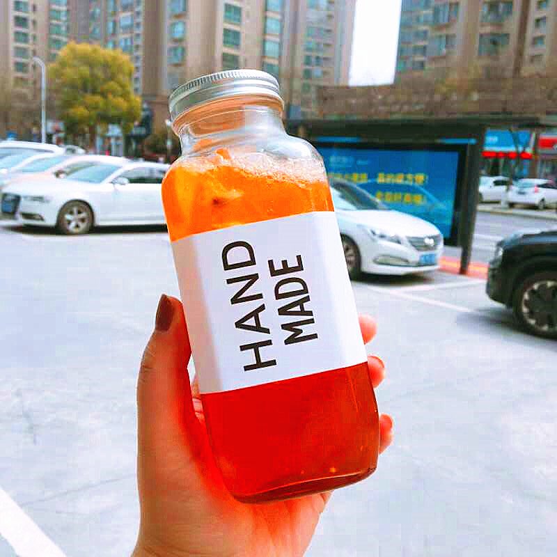 16oz French square glass bottle