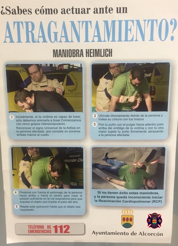 ¿Sabrías como actuar en un #Atragantamiento hasta la llegada de los equipos de #Emergencias ? Es una sencilla maniobra. Te la detallamos en la siguiente  infografía de nuestros compañeros <a href="/PCivil_Alcorcon/">Protección Civil de Alcorcón</a>
Puedes ser el próximo en salvar una vida

#FelizSabado