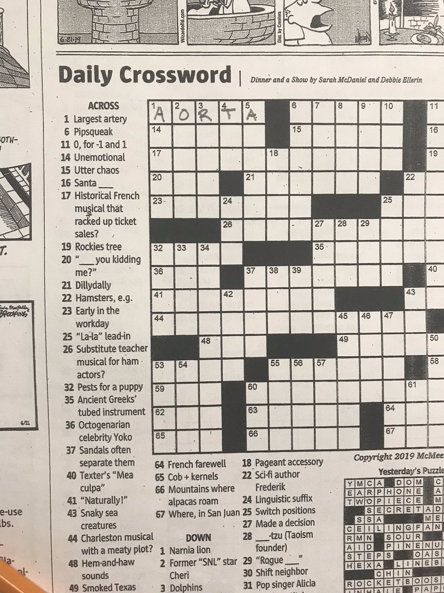 No joke waiting at OR front desk for a ruptured AAA and this crossword is s...
