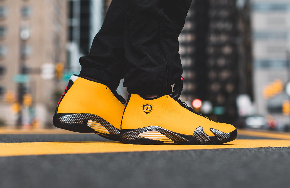 air jordan 14 yellow ferrari on feet