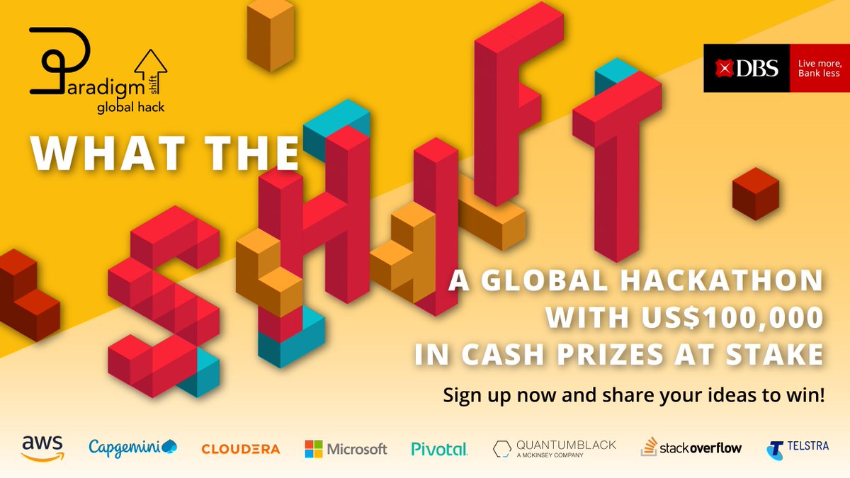 cloudera's tweet photo. Just a few more days left to sign up for the #hackathon with @dbsbank. Have you signed up? https://t.co/c0UnNlGHOO #whattheshift #dbsbank #dbsparadigmshift #dbsglobalhack #DBSpshift #paradigmshift #dbsinnovates #globalhack https://t.co/1ZM4IOTtQz