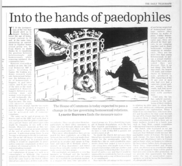 The Telegraph claim it would put men ‘into the hands of paedophiles’