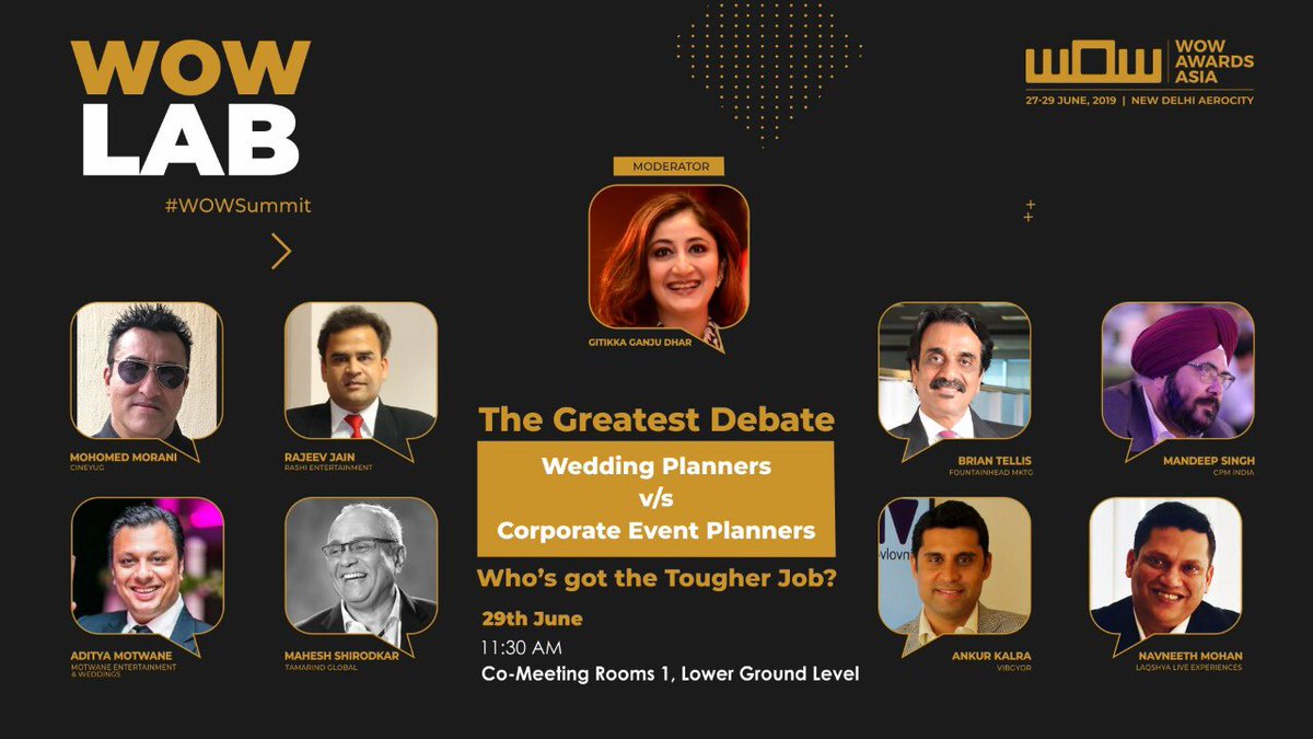 LaqshyaLiveEx's tweet image. This is going to be one hell of a debate @WOWAwardsAsia where our CEO @navneethmohan battles it out with eminent personalities of the experiential mkt and wedding industry. moderated by the charming @geetikaganju. whose side are you on??? #eventprofs #events