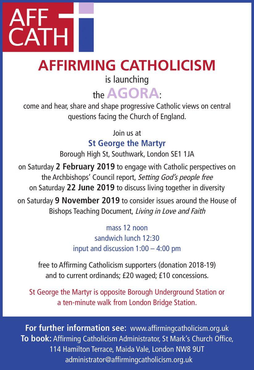 AffCath's tweet photo. If you’re in London today, why not join us for the Aff Cath Agora at St George’s Church, Borough High Street where we are focussing on Diversity Issues. Speakers include @BishopofCroydon &amp; The Revd Devin McLachlan. Everyone extremely welcome. https://t.co/uUw2Quu6Mq