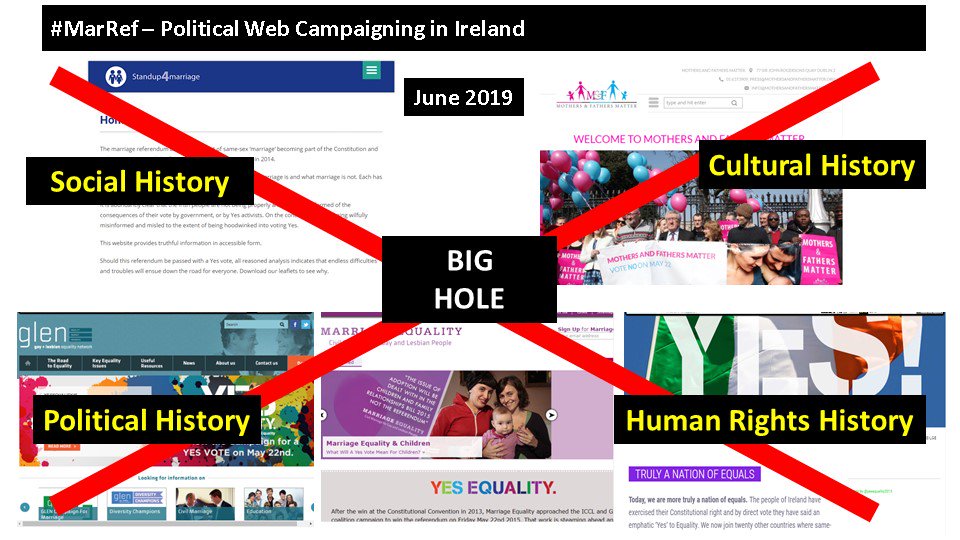 ScHealyire's tweet photo. Very grateful for the opportunity to be at #RESAW19 #TheWebThatWas to discuss the #BlackHole hole in Irish history due to #LinkRot – and highlight @NLIreland heroic efforts to save the websites for the #MarRef with limited resources @SenDavidNorris @fintanwarfield https://t.co/n3GzJW5ktt