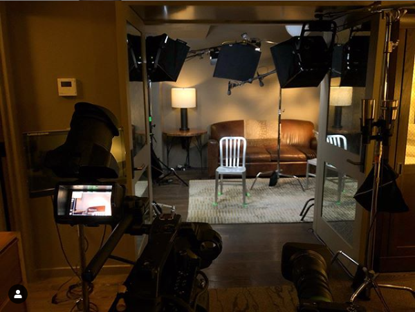 DoPchoice's tweet photo. Interview set up with @patrickperrotto
Todayβs hot seat. We transformed a hotel room for a series of interviews. #videoproduction
#DoPSNAPBAG #trpsnapbag #onset #bts #cinematographer #gaffer #keygrip #bts #filmmaker #filmlighting #interviewlighting #lightingandgrip https://t.co/4FeA1ihk3V