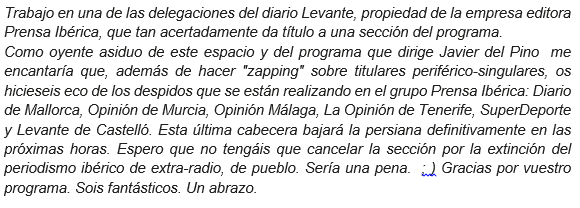Avivir's tweet photo. PRENSA IBÉRICA 📰 | Esta semana una compañera periodista nos ha escrito un correo electrónico con el mensaje que podéis ver abajo. Mandamos un abrazo fuerte a todos los compañeros de prensa local despedidos en los últimos meses y años https://t.co/XWtfKliNQD