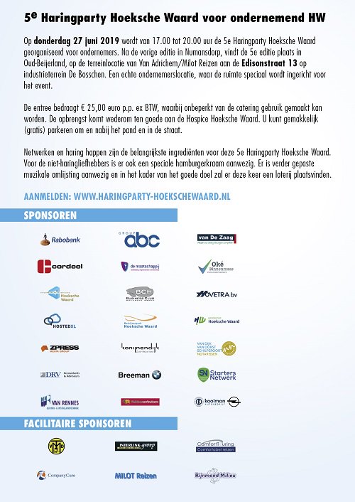 Ook <a href="/omroephw/">Omroep Hoeksche Waard</a> geeft aandacht aan <a href="/Haringparty_HW/">Haringparty HW</a> voor ondernemend HW  komende donderdag 27 juni van 17.00-20.00. Opbrengsten ten bate van Hospice Hoeksche Waard.... omroephw.nl/2019/06/het-gr…