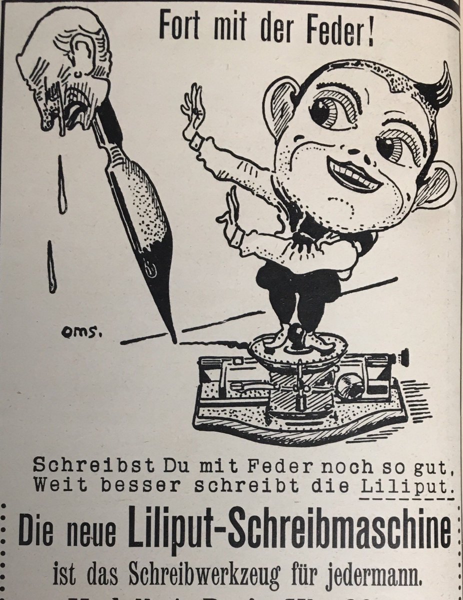 « Die neue Liliput-Schreibmaschine », 1908 ad in Simplicissimus 