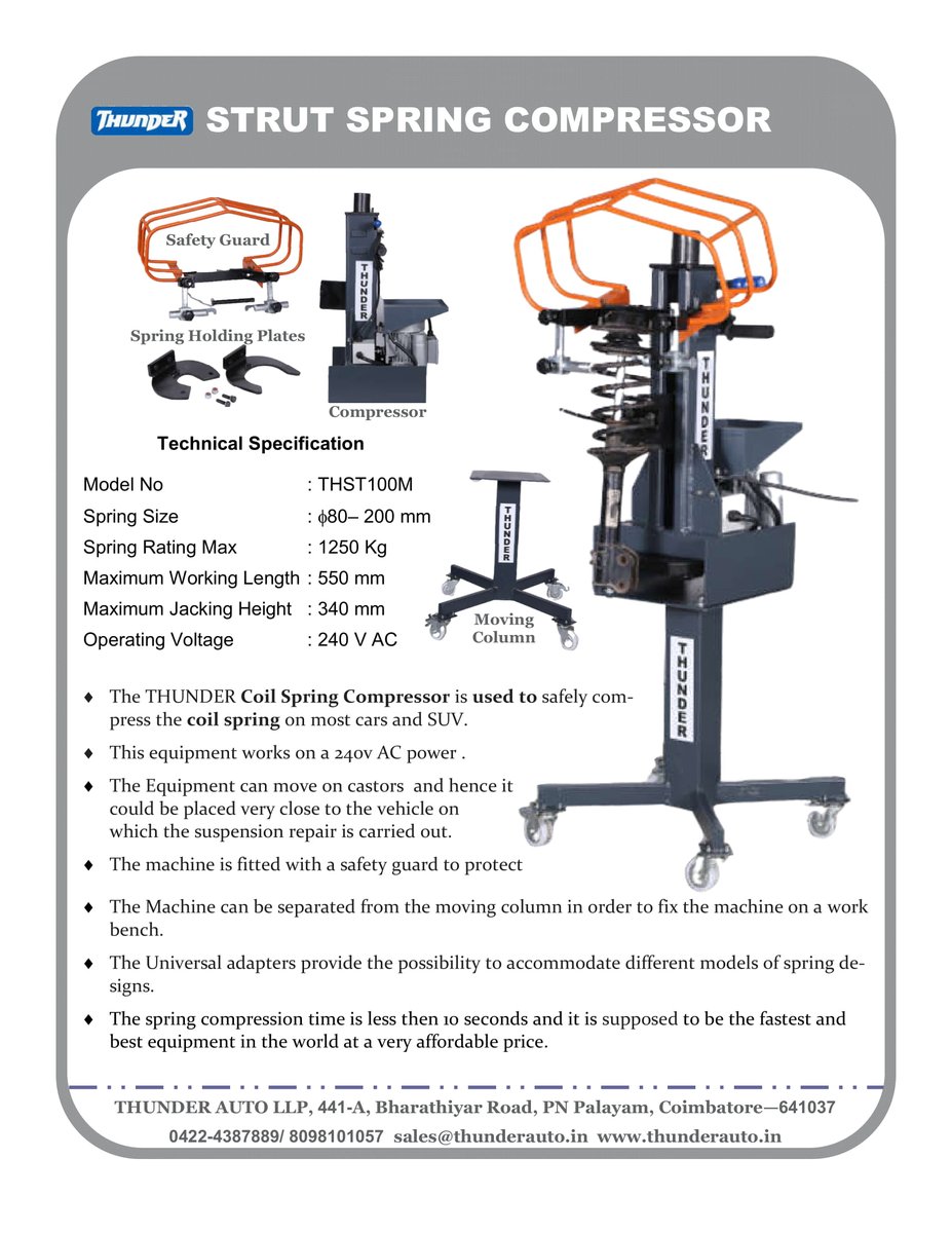 thunderautollp's tweet photo. #Strut_Spring_Compressor #Coil_Spring_Compressor #thunder_auto The THUNDER Strut Spring Compressor is used to safely compress the coil spring on most cars and SUV https://t.co/6efC3BBPHc