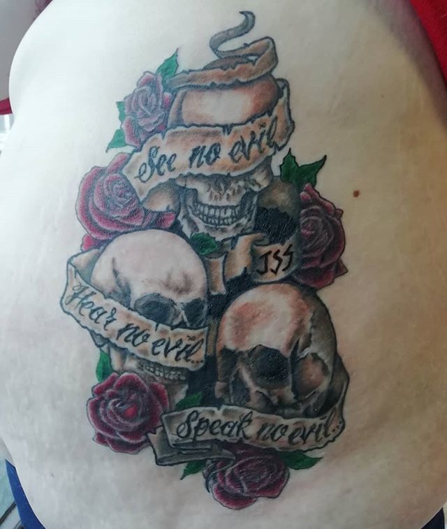 Dark Angel Tattoo On Twitter See No Evil Hear No Evil Speak No Evil Colour Tattoo Completed Recently Colourtattoo Nitattoo Belfasttattoo Tattoobelfast Largetattoo Skulls Seenoevilhearnoevilspeaknoevil Https T Co Kgdbfbn4ts