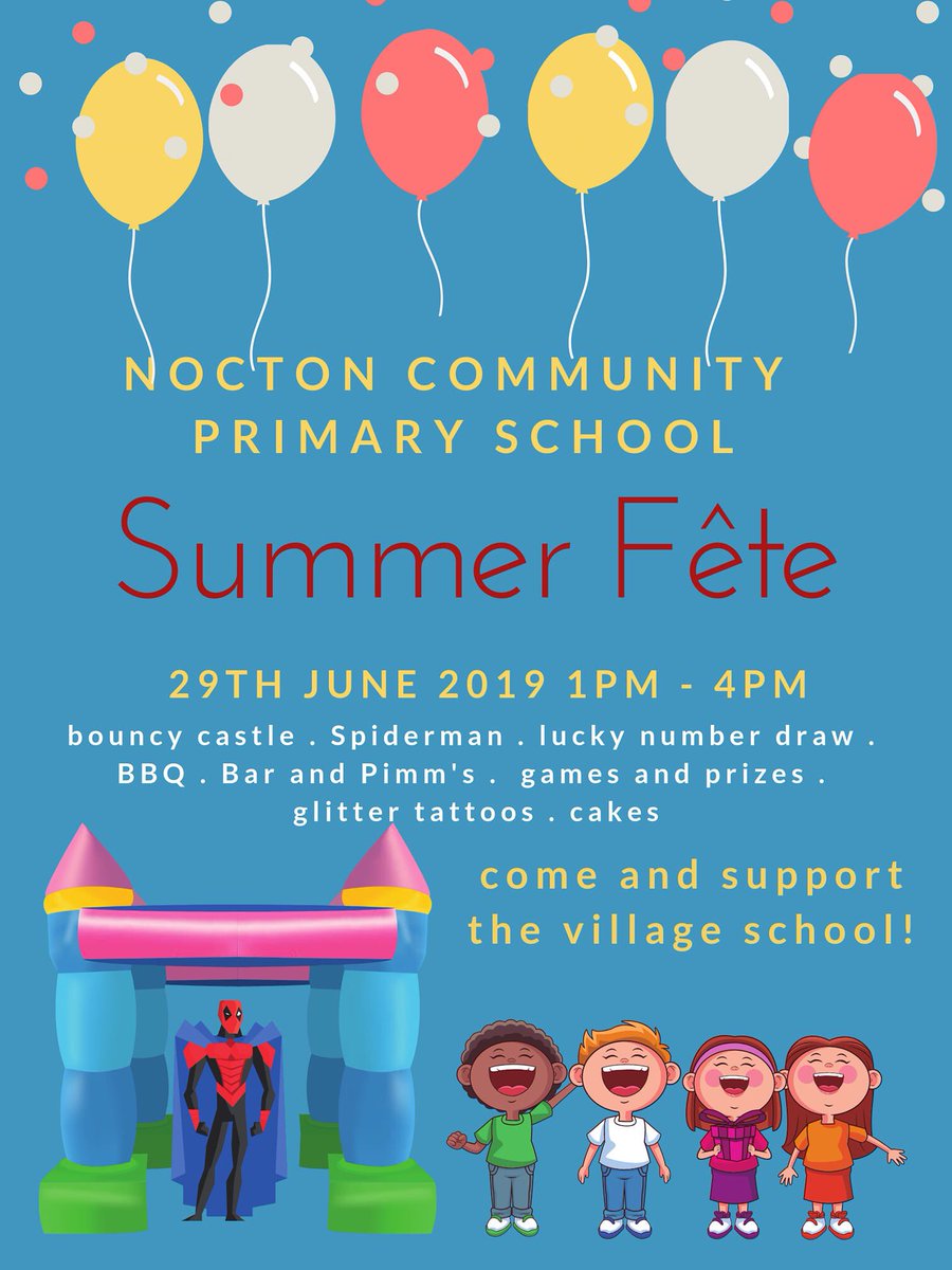 NoctonPrimary's tweet image. Come along to the #SummerFete next Saturday 29th June 1-4pm. Lots of fun and prizes to be had! @SpiresFed #spiresfamily