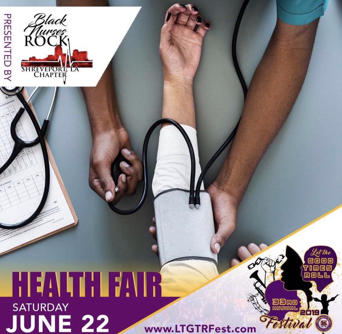 Join Rho Omega &amp; Friends this Saturday morning from 9:30 AM to 12 PM for free healthcare screenings at #LTGTRFestival. We care about your health! #LTGTR #LouisianaFestival #Louisiana #DowntownShreveport