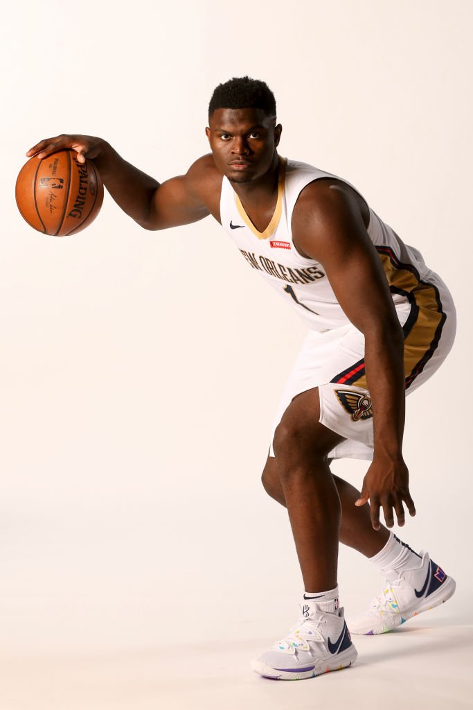 NBA's tweet photo. No. 1 pick @Zionwilliamson in his @PelicansNBA threads! https://t.co/hNFleMoTOD