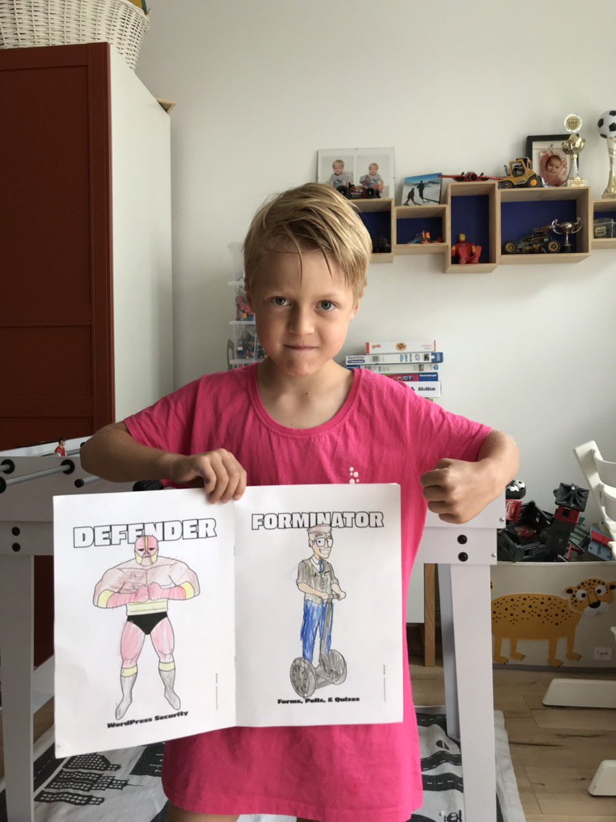 cryptoporl's tweet photo. Picked up the superhero colouring book at the @wpmudev booth yesterday. My boy gladly put on the Volunteer T-Shirt and took on the challenge. #MakeMeSuper #WCEU #wceu2019 #ProudDad https://t.co/yy6QAbueYC