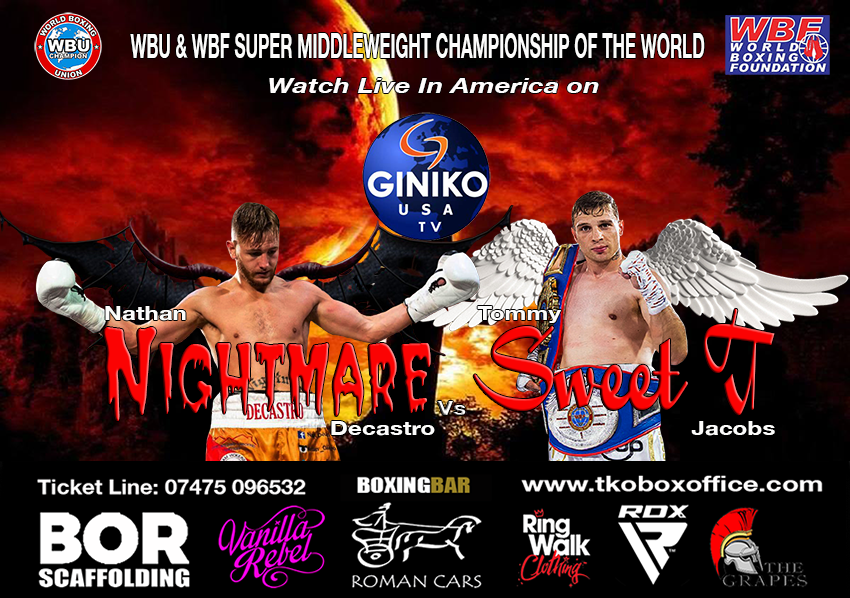 TKOBoxOffice's tweet photo. NEWS/VIDEO/LIVE – DECASTRO-JACOBS WORLD TITLE CLASH LIVE ON GINIKO USA TV TONIGHT https://t.co/5DN45SvwPf @ginikoturkishtv @tommysweet_t @Nathan_Decastro @TClaxican @WBUBoxing @NBCSports @ShowtimeBoxing @FightFanCom @ringnews24 @BNGBOXING @TheFightGuy @Boxing_NewsNow #boxing https://t.co/zodr363eRU