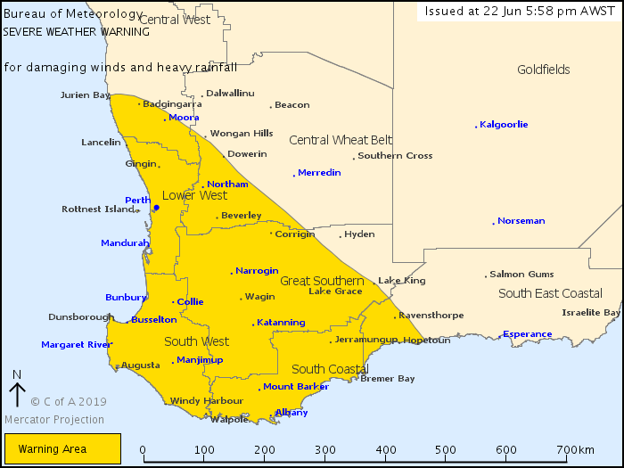 WestWXWatchers's tweet photo. Cape Leeuwin has recorded 28.2 mm of rain over the 1 hour to 17:51 WST Saturday.

Rottnest Island recorded a wind gust of 106 km/h at 17:41pm AWST Saturday.

Interesting night ahead for the SWLD.

#weather #severeweather #justanotherdayinwa #extremeweather #wind #highrainfall https://t.co/oSibP2afYd