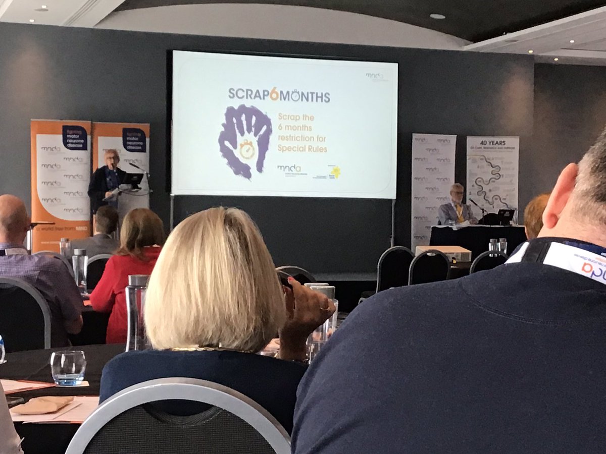 GregBroadhurst's tweet photo. At @mndassoc #MNDRC conference @JCompton38 mentions the #Scrap6Months campaign.
You can see more: https://t.co/iwqPi3rNob
Refers to our aim to change the law, as Scotland have done.
Vital to make benefits works much better. https://t.co/I7ssdAYNA0