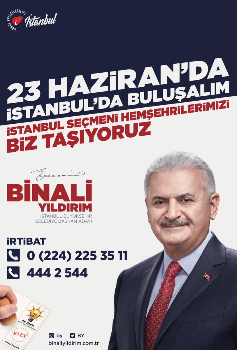 23 Haziran’da İstanbul’da Buluşalım. 
İstanbul seçmeni olanı hemşerilerimizi biz taşıyoruz.
#yıldırımgeldi