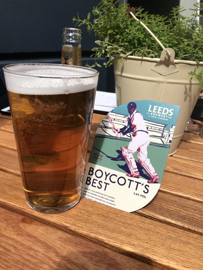 Cheers @GeoffreyBoycott Great beer and a great cause @YorkshireAirAmb