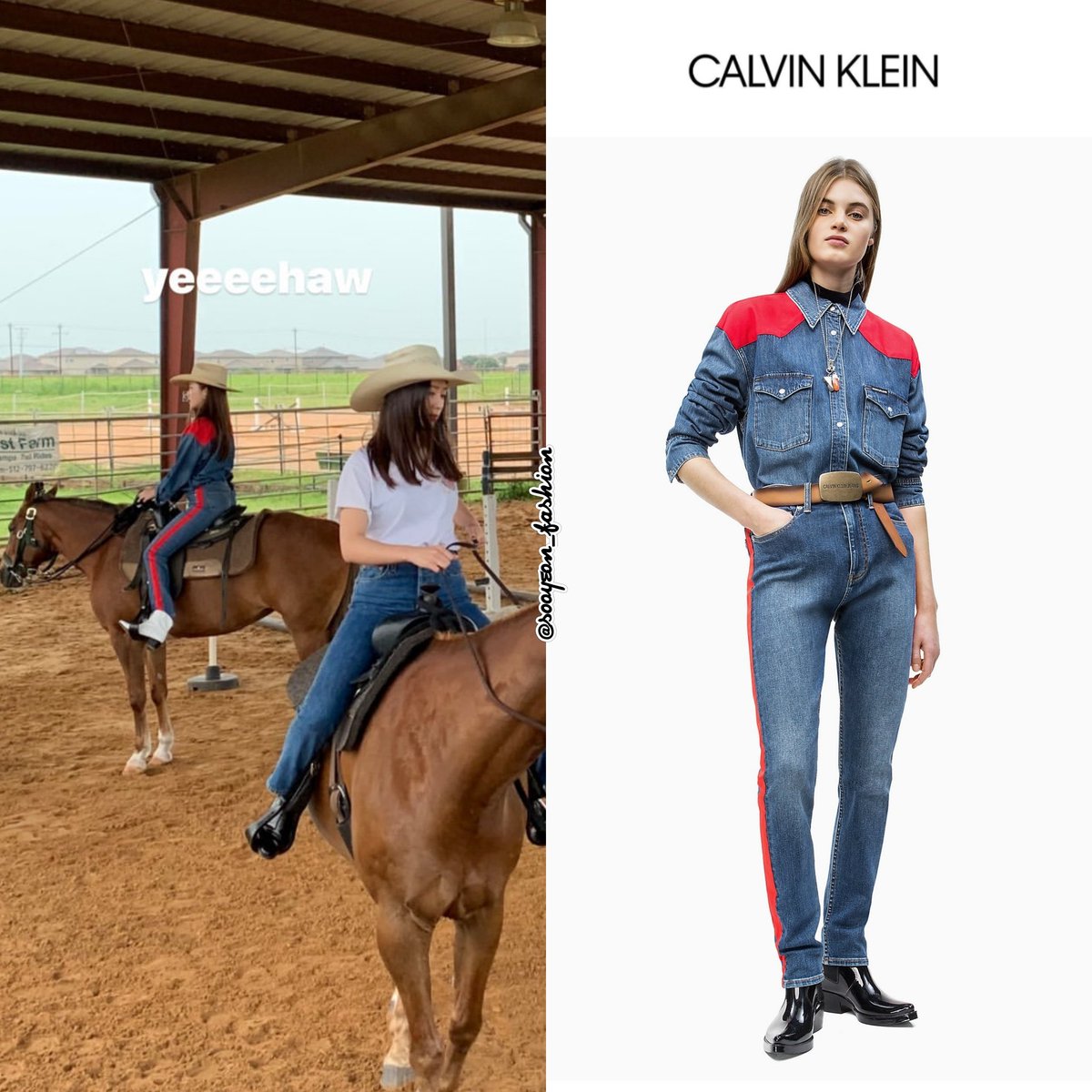 jsy fashion on X 190620 Jessica Jung on Krystal IG Stories Update https t ziy5urZgWp CALVIN KLEIN Oversized Western Denim Shirt 77 https t cWceztNBsN High Rise Slim Taped Jeans 84 https t dMd...