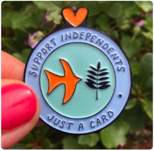 If you support #JustACard you will be supporting small businesses. Buy a pin. Or a sticker. Funds from these sales go towards supporting our campaign which supports independent retailers and designers. Everyone's a winner!
justacard.org/shop

#shopsmall #supportsmallbusiness