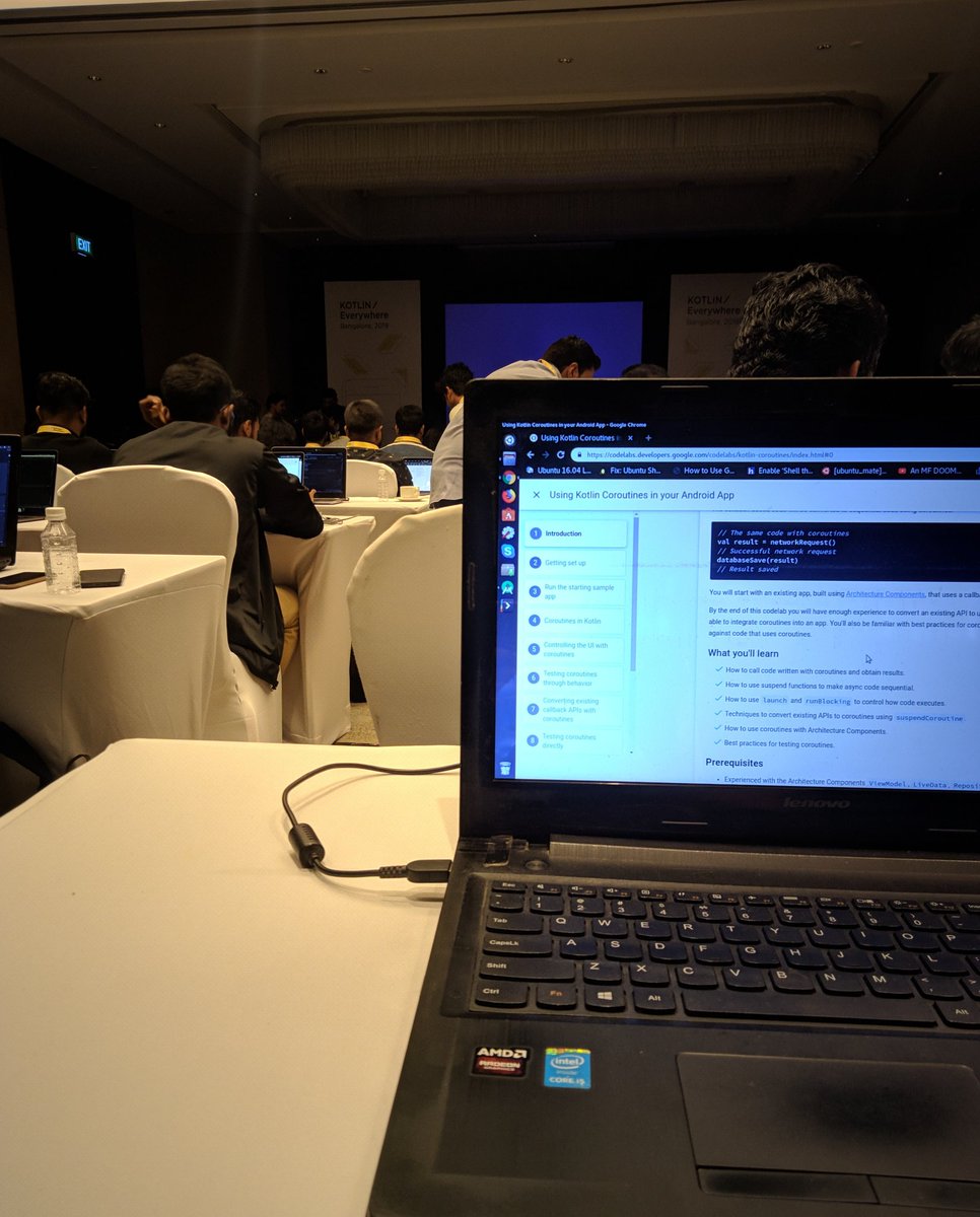 abhigit_hub's tweet image. The codelabs on #Kotlincoroutines didn't really take off as expected, but nevertheless laud the effort of the team present there who helped tackle gradle build issues for so many guys at the codelab session. #kotlineverywhere #kotlin