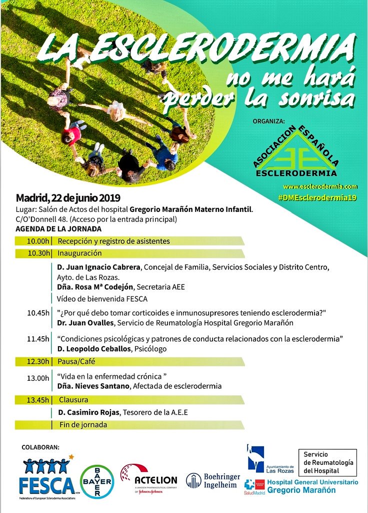 DrJuanOvalles's tweet image. 🎓Educational day for patients by the Spanish #Scleroderma Association @AEEsclerodermia
👉🏻Interesting conversation: patients, psychologists and rheumatologists.
👉🏻Understanding the disease better and increasing social awareness. #KnowScleroderma #WorldSclerodermaDay #Sclerosmile