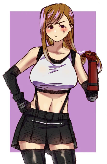 #暦ーKOYOMIーFF7リメイクのティファの恰好可愛いですねっていう落書きです 