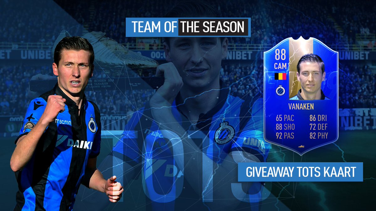 eClubBrugge's tweet photo. 🎉 Natuurlijk zit @VanakenHans in het #TOTS! RT &amp; follow om kans te maken op een unieke gesigneerde kaart van onze #GoudenHans! #FIFA19 #UltimateTeam https://t.co/qRnvdoocAn