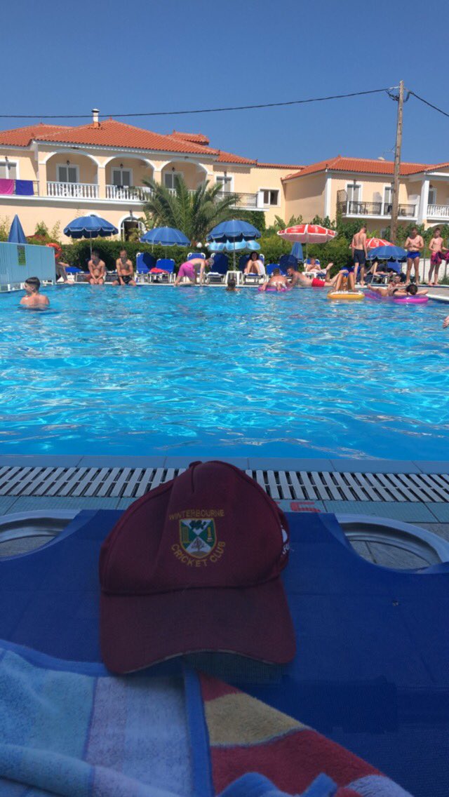 nick__shine's tweet photo. Club colours on display, Keeping an eye on @WbourneCC updates from sunny Zante #OneClub #BourneToBe #JustGotUp https://t.co/D4UbGaMX1e
