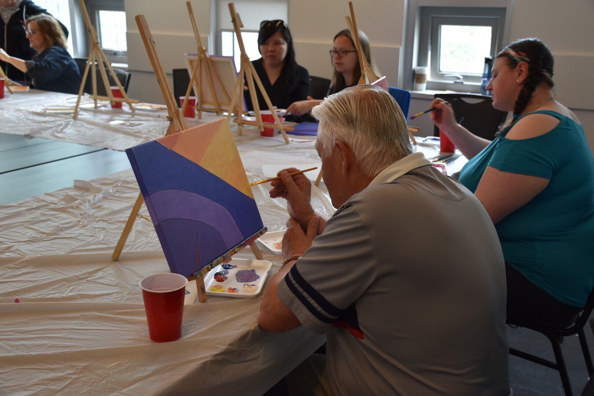 Michelle Stoney leads a collaborative painting workshop at the BC Congress #bcdc2019