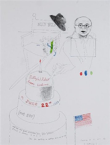  Happy Birthday Billy Wilder , by David Hockney. 