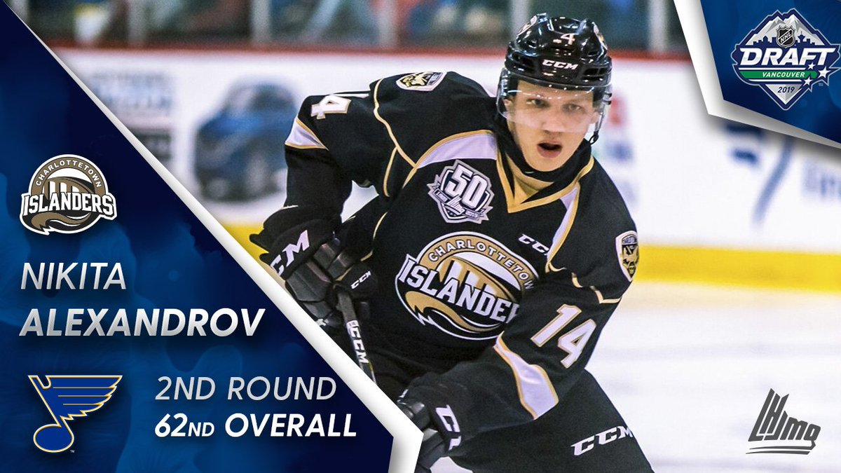 The <a href="/IslandersHKY/">Charlottetown Islanders</a> prospect joins the #StanleyCup champs! 
The <a href="/StLouisBlues/">St. Louis Blues</a> select forward Nikita Alexandrov with the final pick of the #NHLDraft's second round!