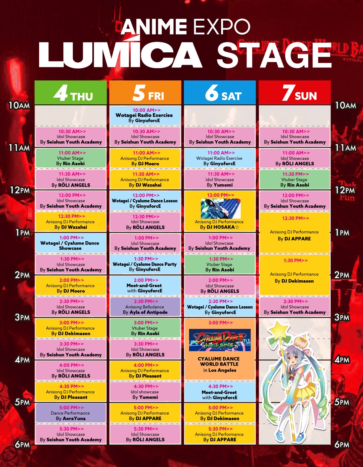 Lumica USA on Twitter "Anime Expo Lumica Stage schedule! Nonstop